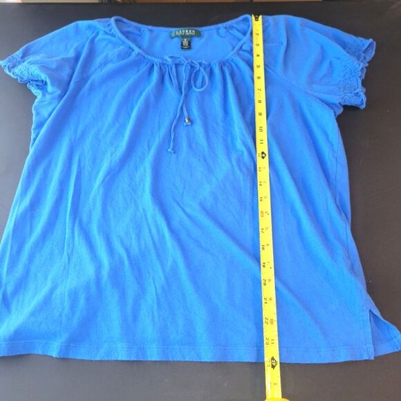 Lauren Ralph Lauren Blue Peasant Top 1X - Picture 9 of 11